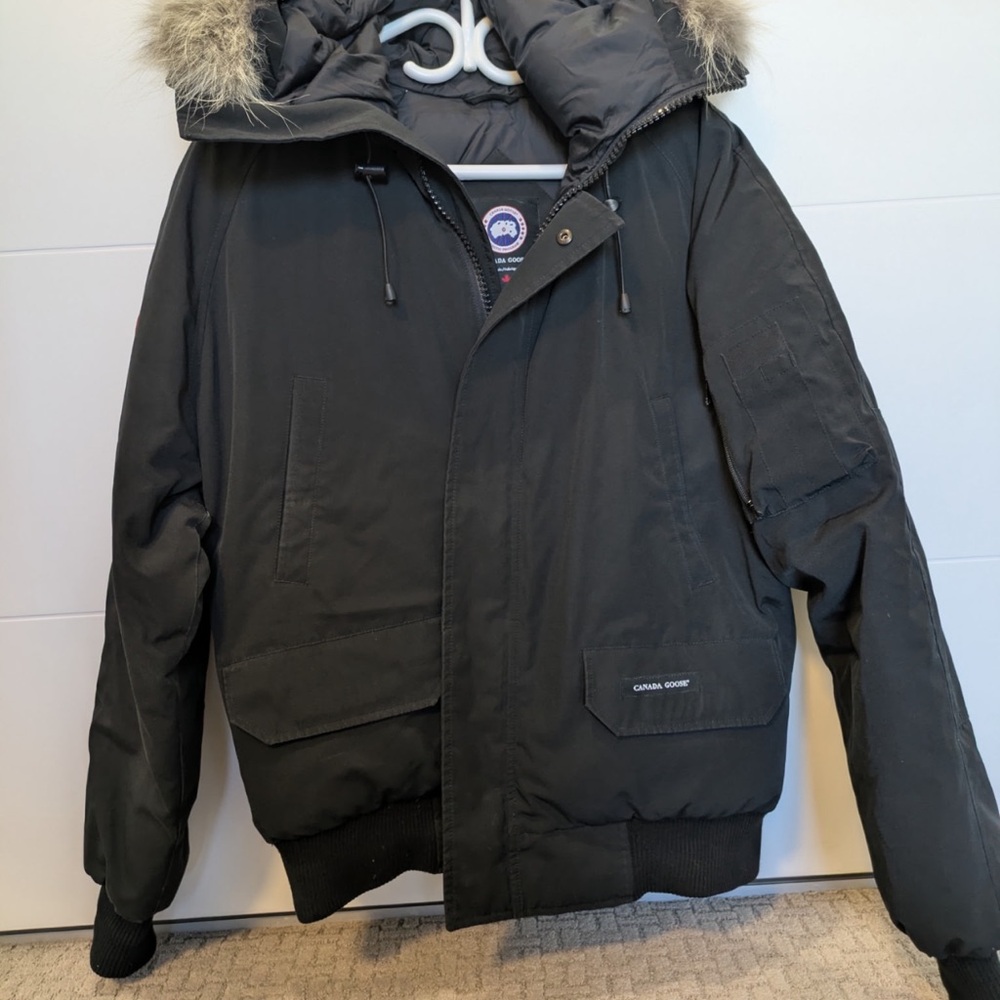 Canada Goose Men's Black Puffer Jacket with Fur Trim